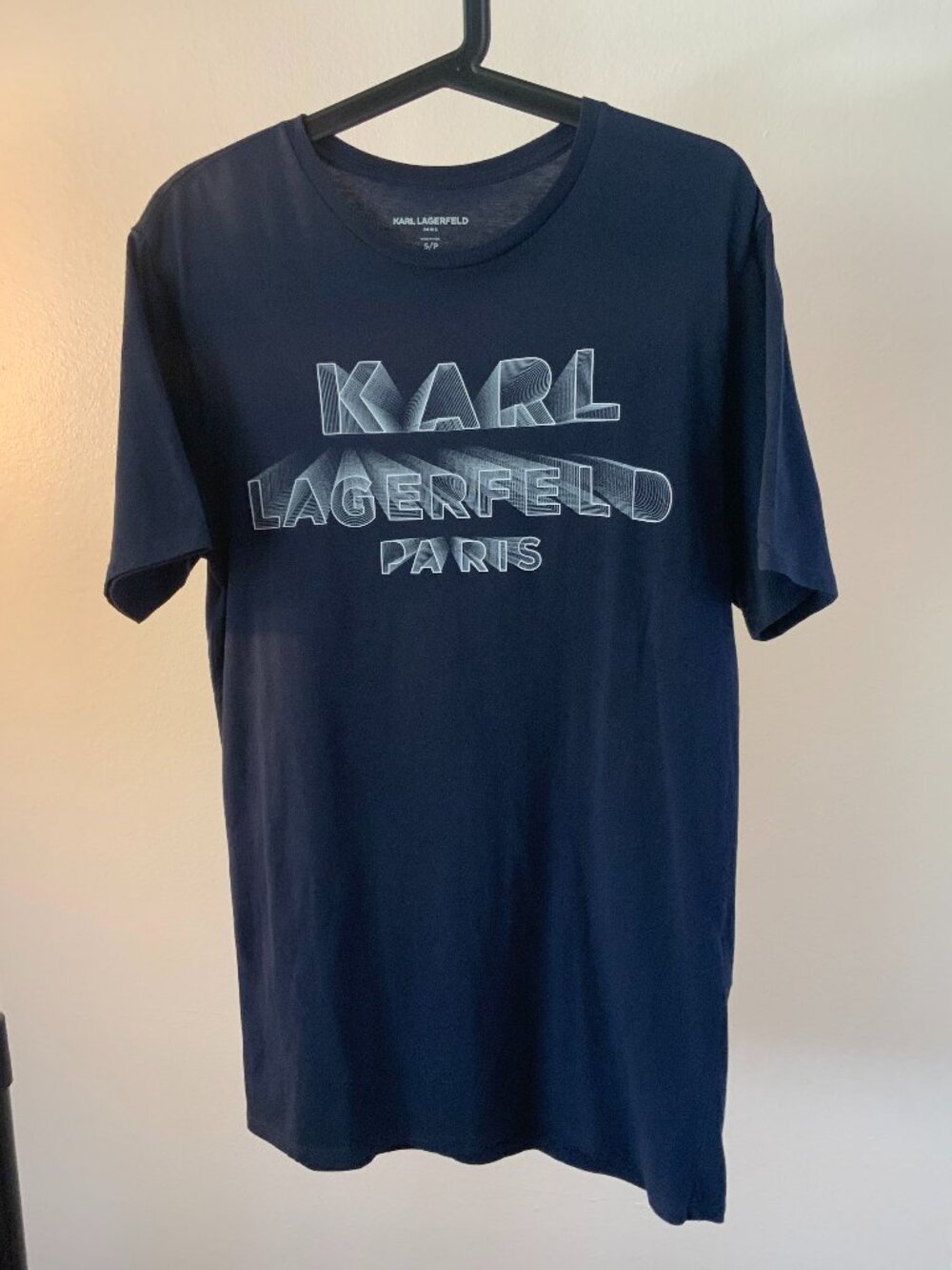 Karl Lagerfeld Paris Logo Graphic Tee – Navy, Size S